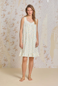 A lady wearing Chamomile Sky Cotton Knit Chemise