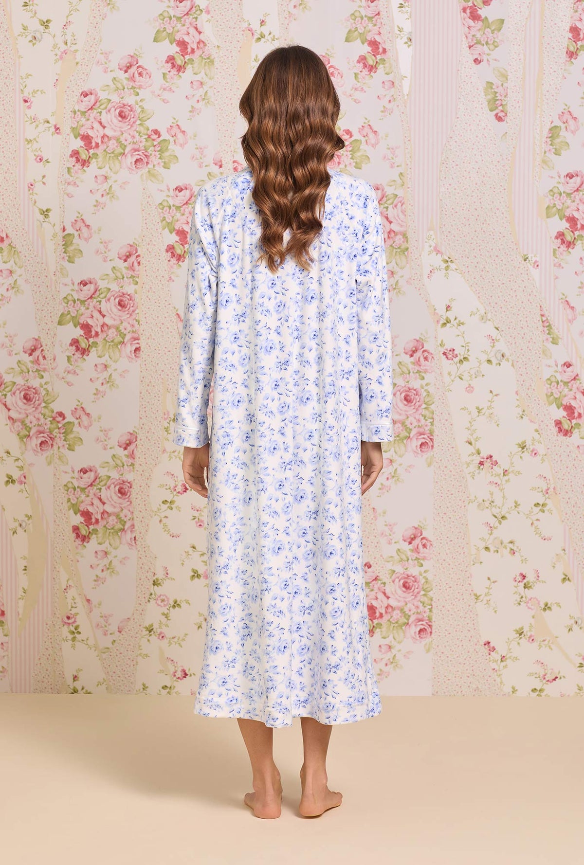Icy Floral Lux Velour Long Zip Robe
