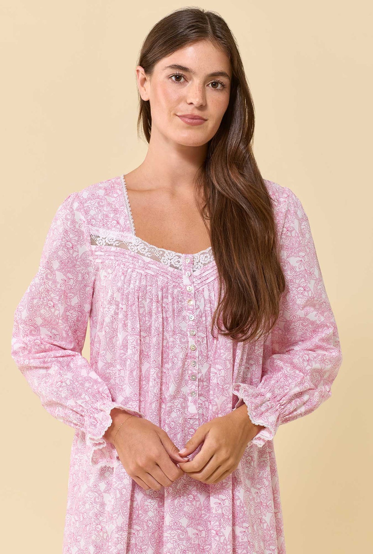 Cameo Garden 100% Cotton Woven Lawn Long Sleeve Ballet Nightgown
