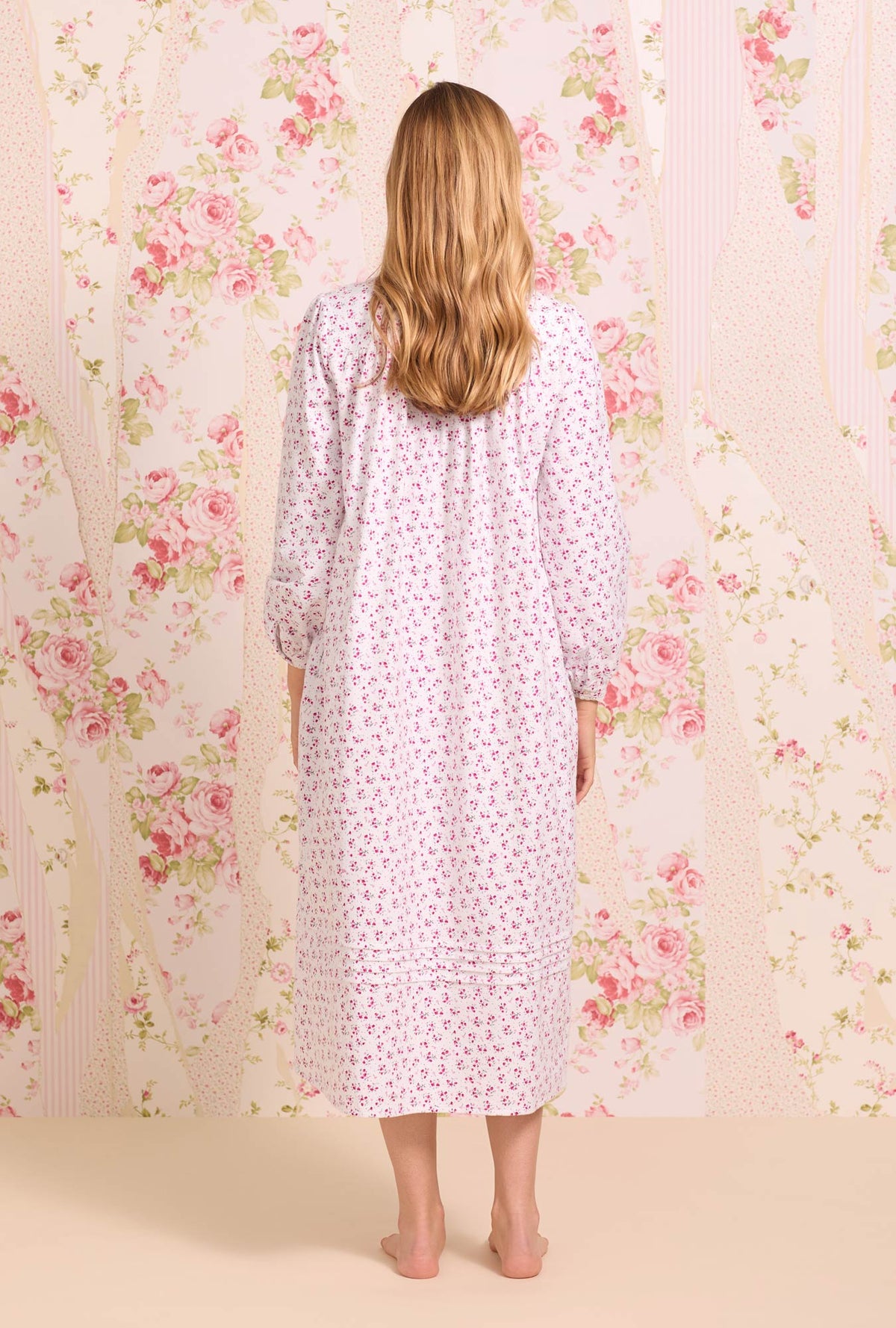 Sweet Holiday Floral Heritage Cotton Flannel Highneck Nightgown