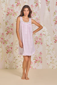 A lady wearing Cutesy Floral Cotton Modal Short Chemise