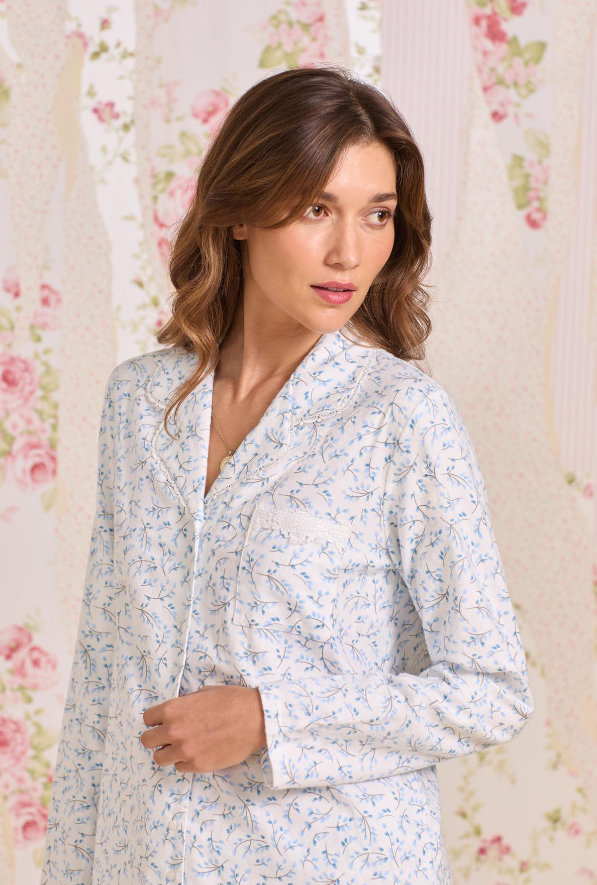 Frosted Leaves Cotton Flannel Long Sleeve Pajama