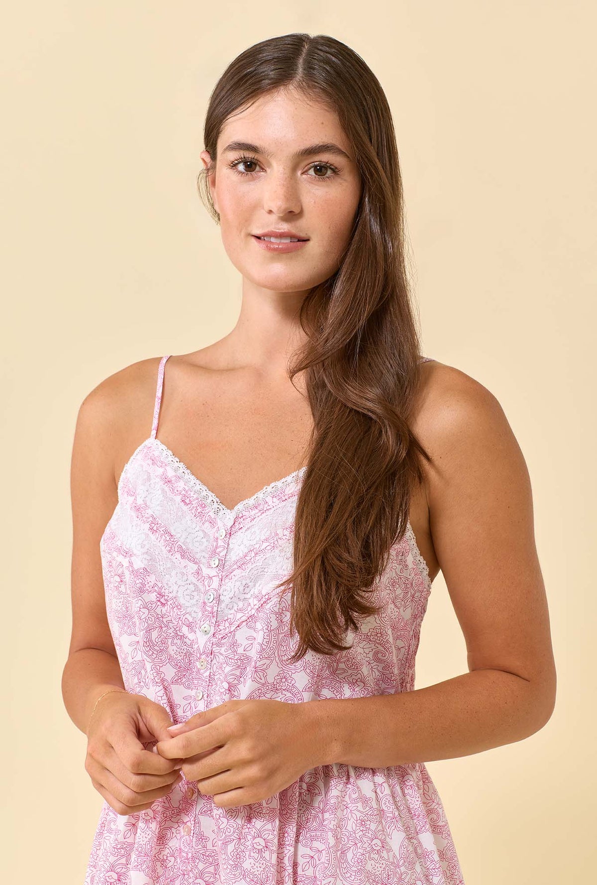 Elise Cameo Garden 100% Cotton Woven Lawn Shoulder Strap Ballet Nightgown