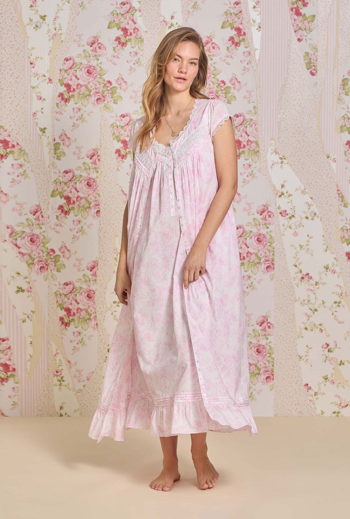 Blush Bloom Cotton Lawn Button Front Robe