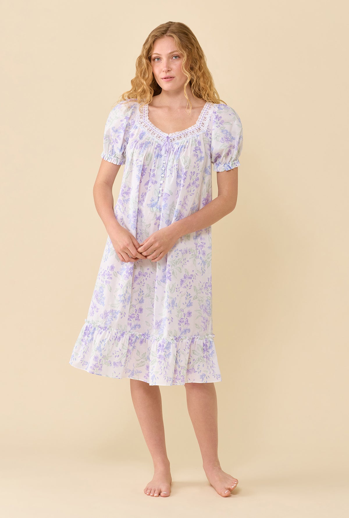 A lady wearing Blooming Arbor Nightgown looking front