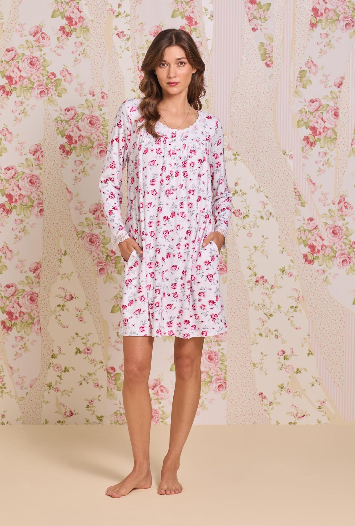 Holiday Floral Dreamy Sweater Knit Chemise