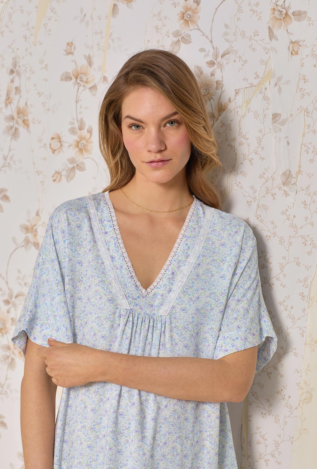 A lady wearing Lavender Fields Ecovero™ Rayon Caftan