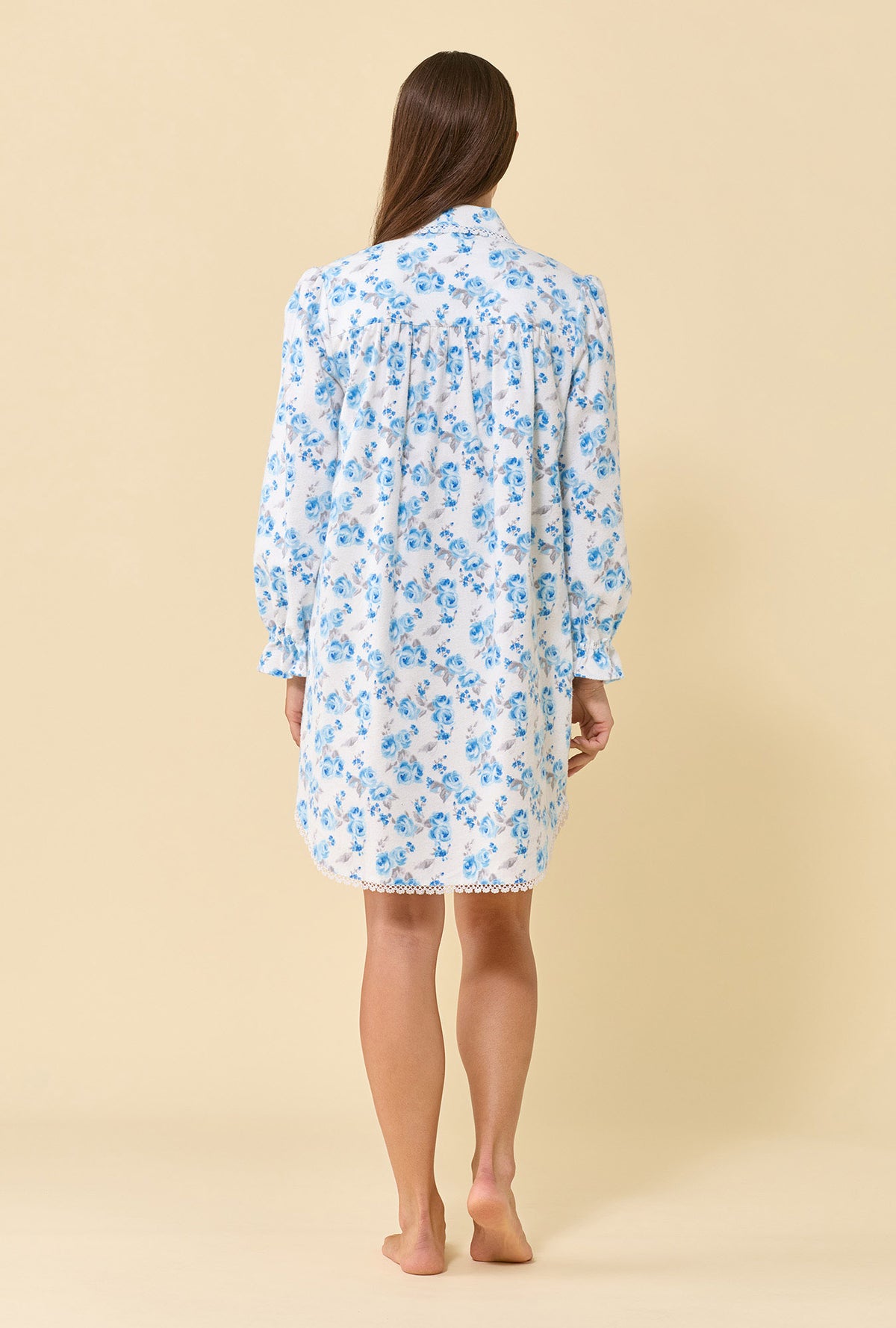 Frosted Rose 100% Cotton Flannel Long Sleeve Nightshirt