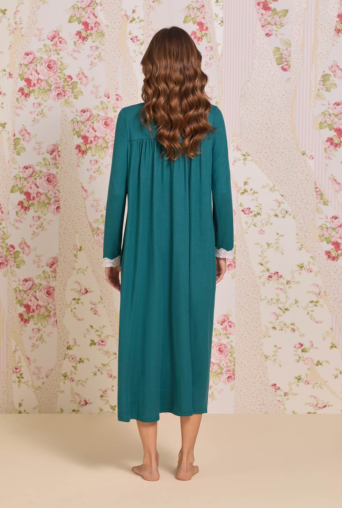 Dreamy Sweater Knit Long Sleeve Ballet Nightgown Hunter Green
