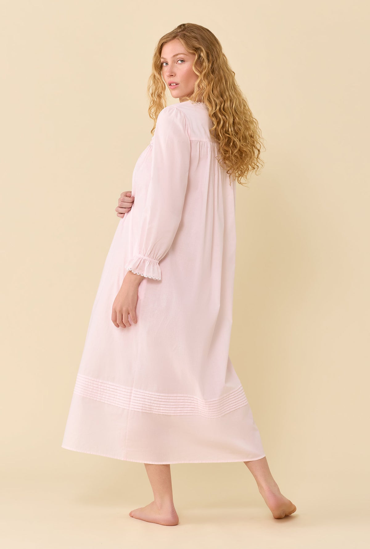 Soft Rose 100% Cotton Woven Lawn Long Sleeve Ballet Nightgown