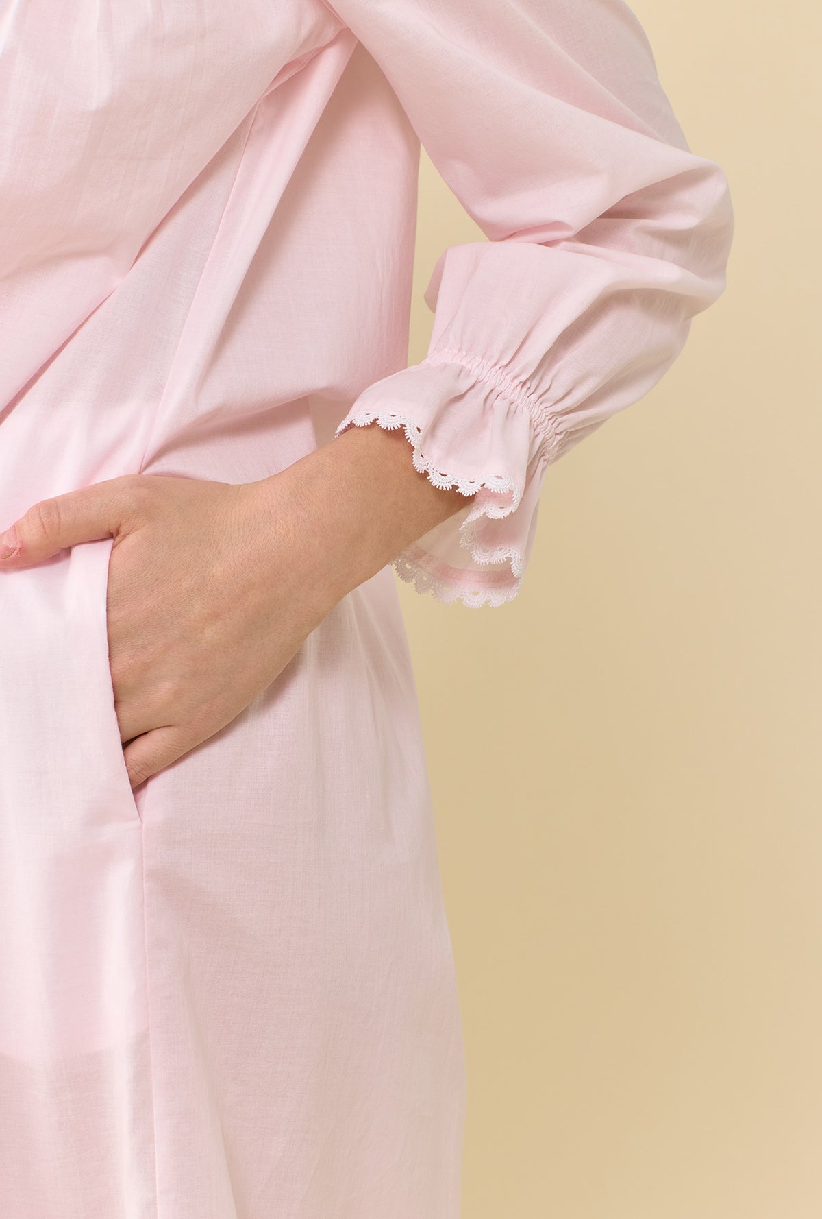 Soft Rose 100% Cotton Woven Lawn Long Sleeve Ballet Nightgown