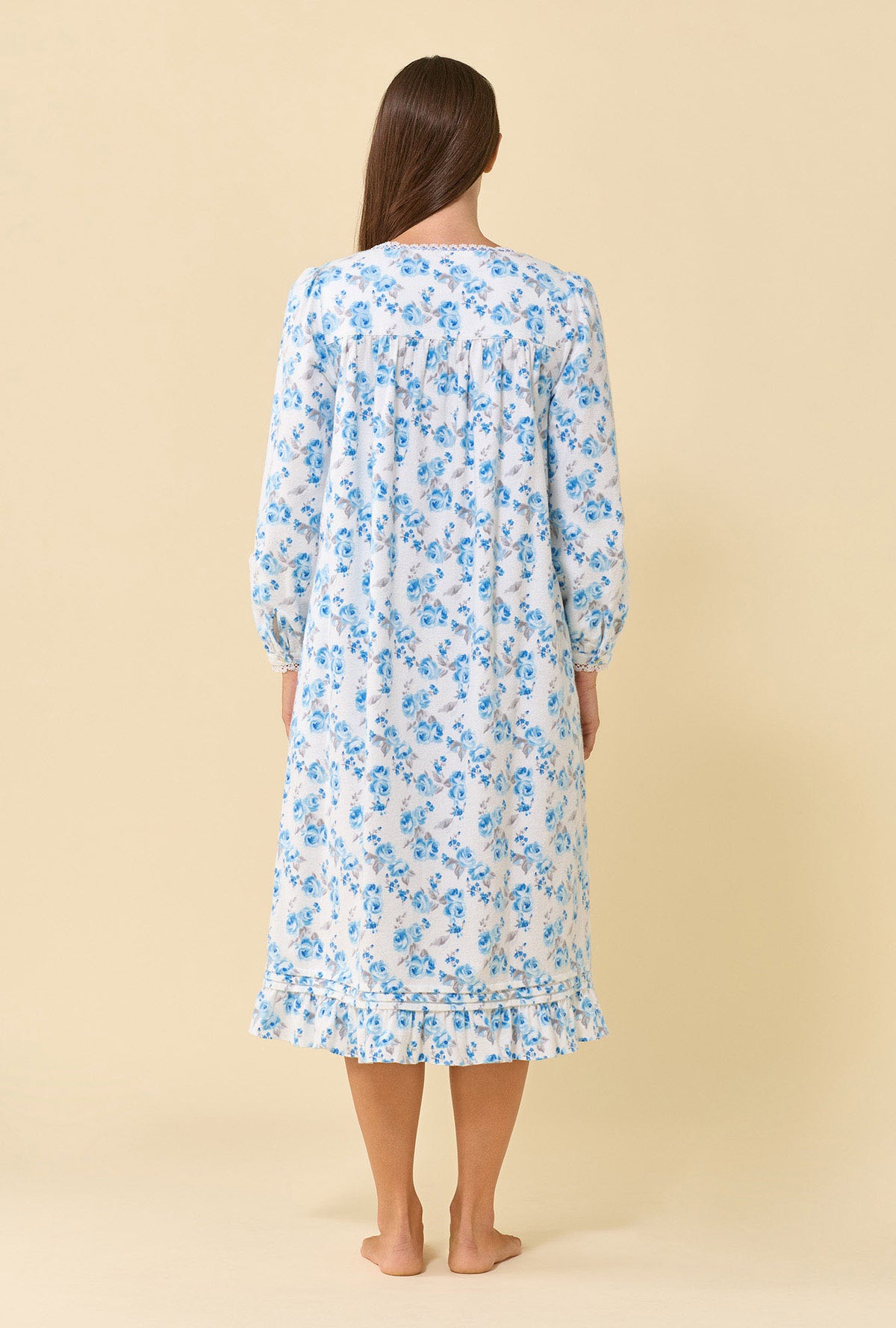 Frosted Rose 100% Cotton Flannel Long Sleeve Waltz Nightgown