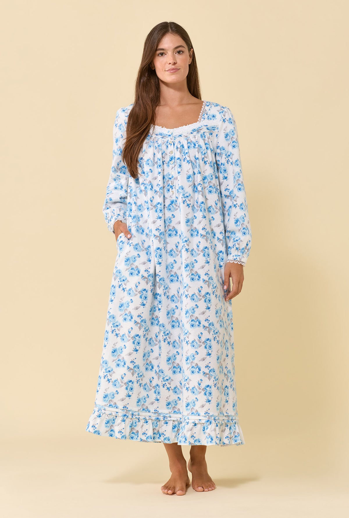 Frosted Rose 100% Cotton Flannel Long Sleeve Ballet Nightgown
