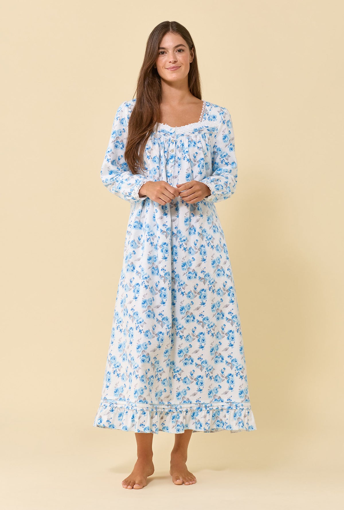 Frosted Rose 100% Cotton Flannel Long Sleeve Ballet Nightgown