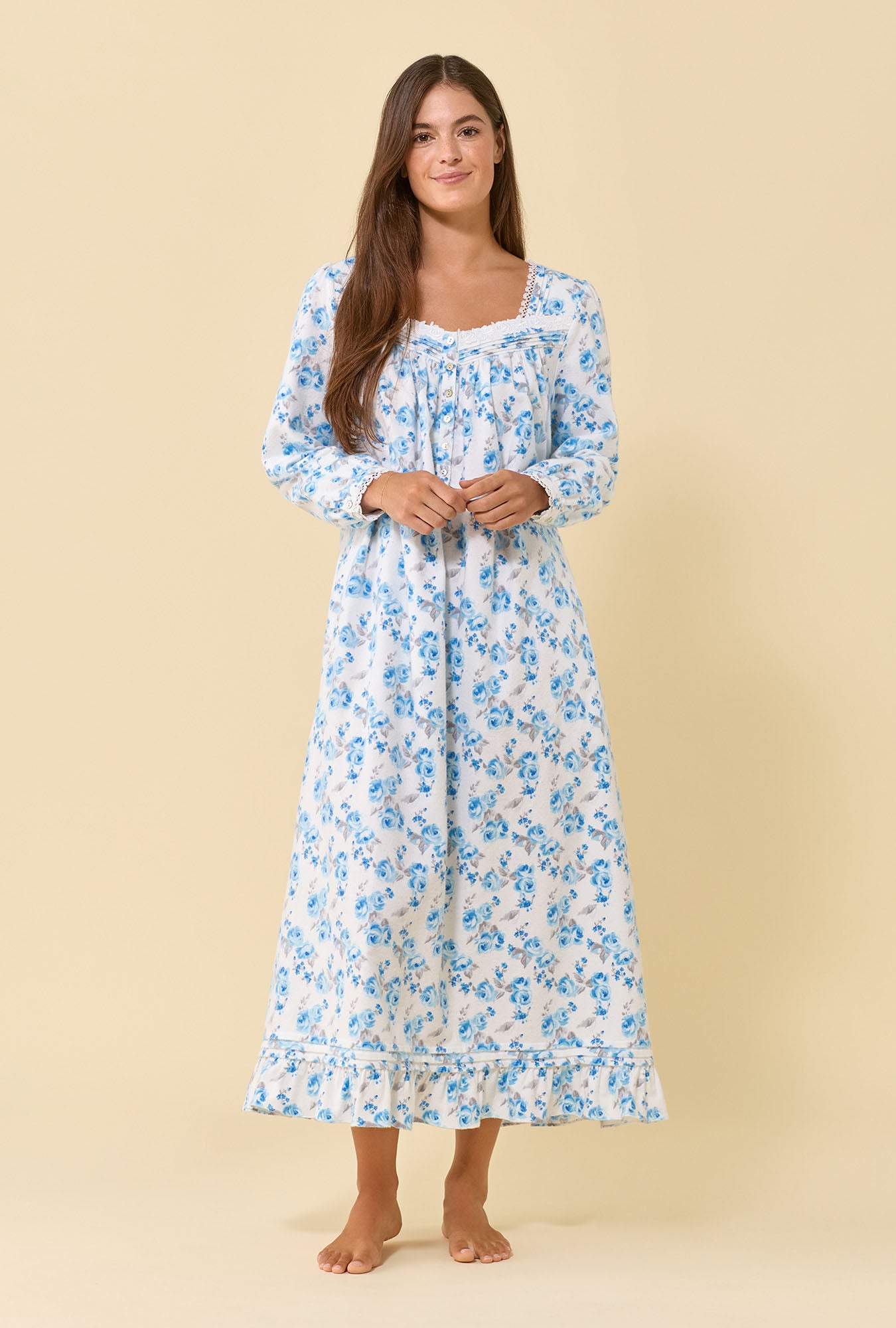 Frosted Rose 100% Cotton Flannel Long Sleeve Ballet Nightgown