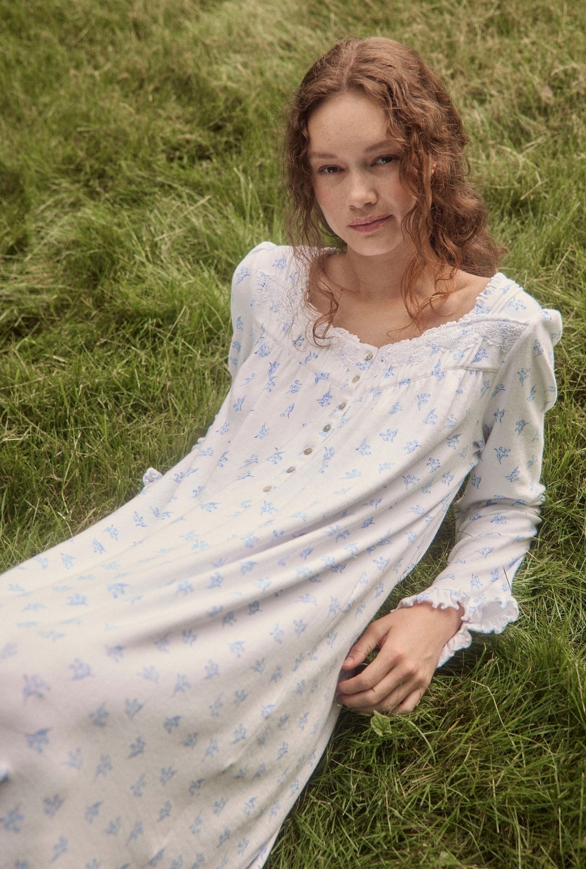 Lily Reverie Cotton Pointelle Long Sleeve Ballet Nightgown