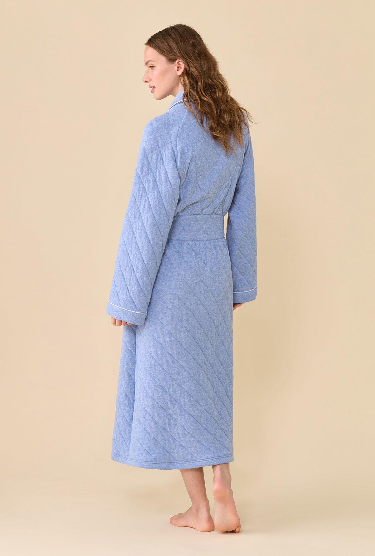 Faded Navy Cotton Rich Diamond Quilt Ballet Wrap Robe