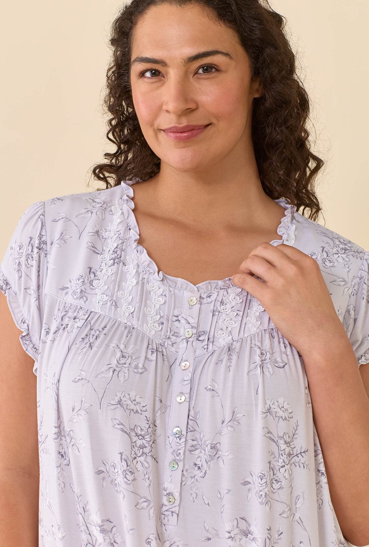 Silver Garden Tencel™ Modal Spandex Jersey Knit Cap Sleeve Waltz Nightgown