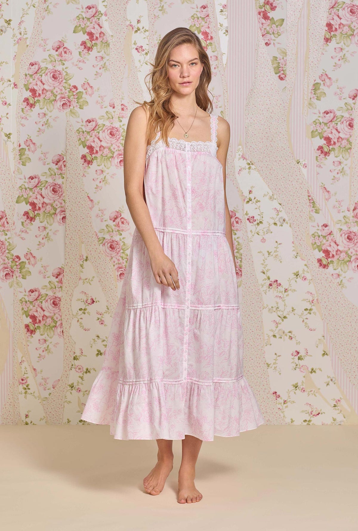 The &quot;Camille&quot; Blush Bloom Cotton Lawn Gown
