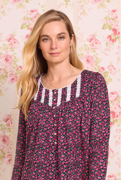 Cheerful Blooms Short Cotton Knit Nightgown - Eileen West