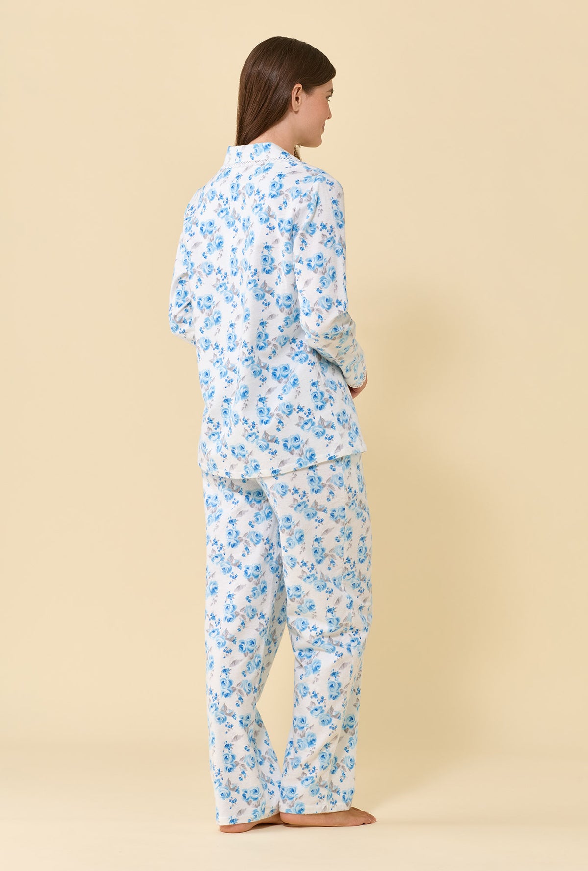 Frosted Rose 100% Cotton Brushed Flannel Long Sleeve Pajama Set