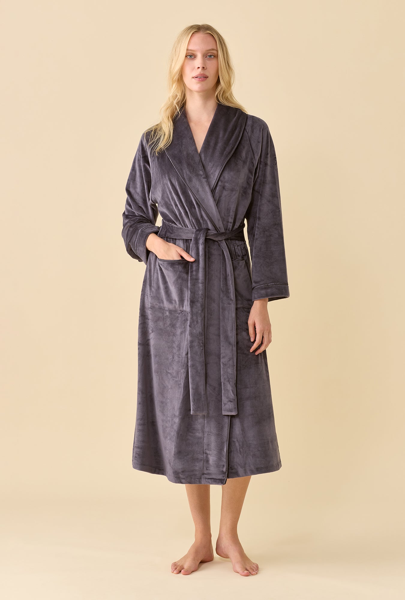 Lux Velour Long Wrap Robe