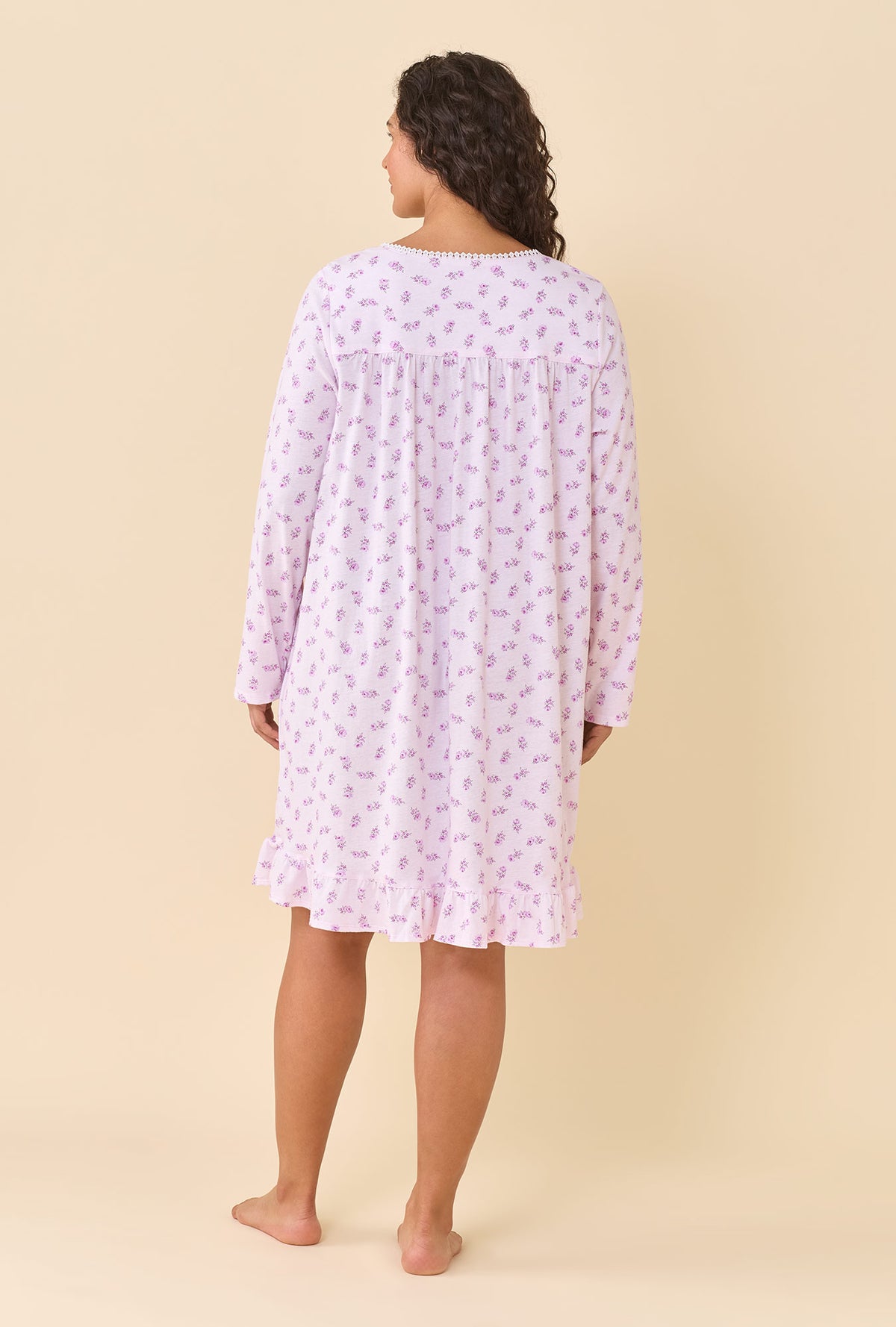 Cameo Ditsy 100% Cotton Jersey Knit Long Sleeve Chemise