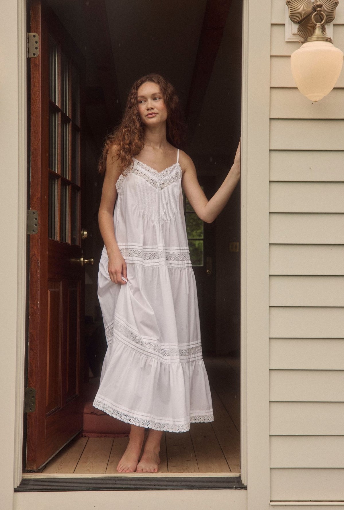 The &quot;Evelina&quot; Iconic White Cotton Lawn Ballet Nightgown