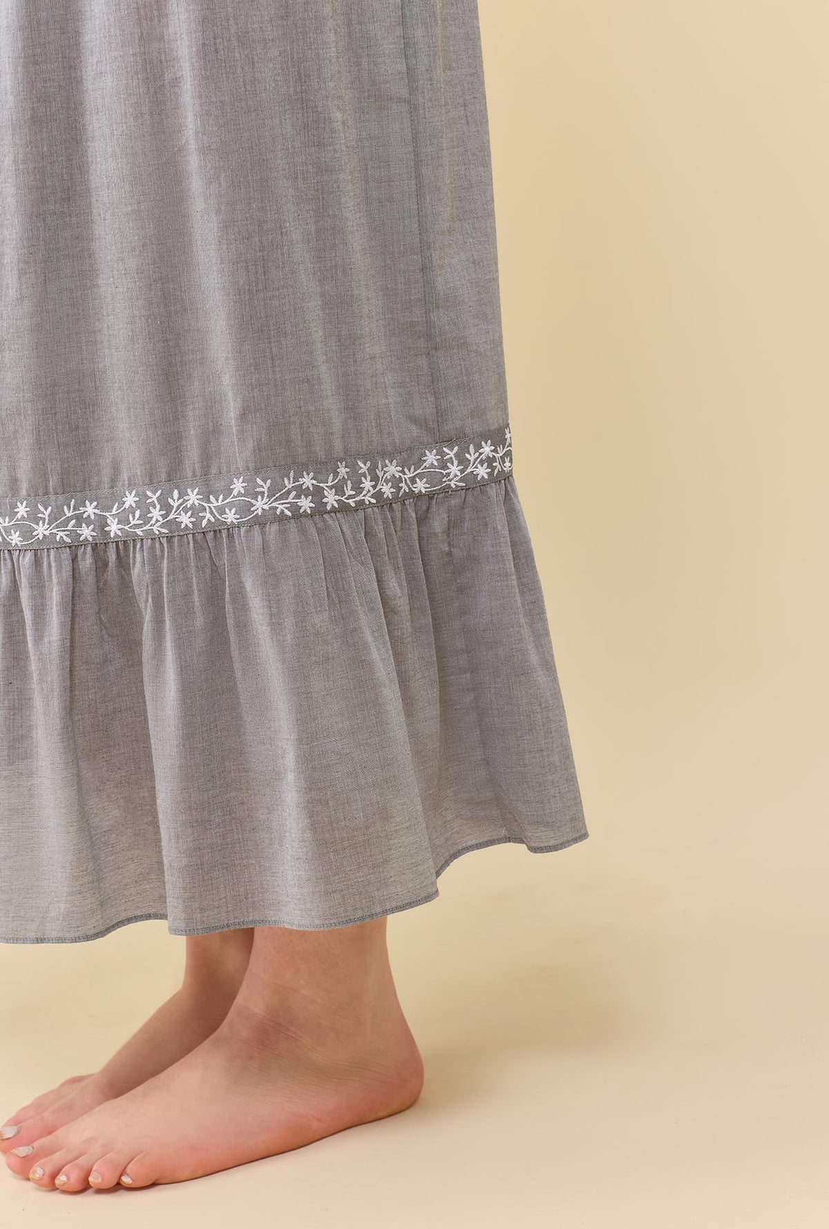 Moonlight 100% Cotton Yarndye Chambray Long Sleeve Ballet Nightgown