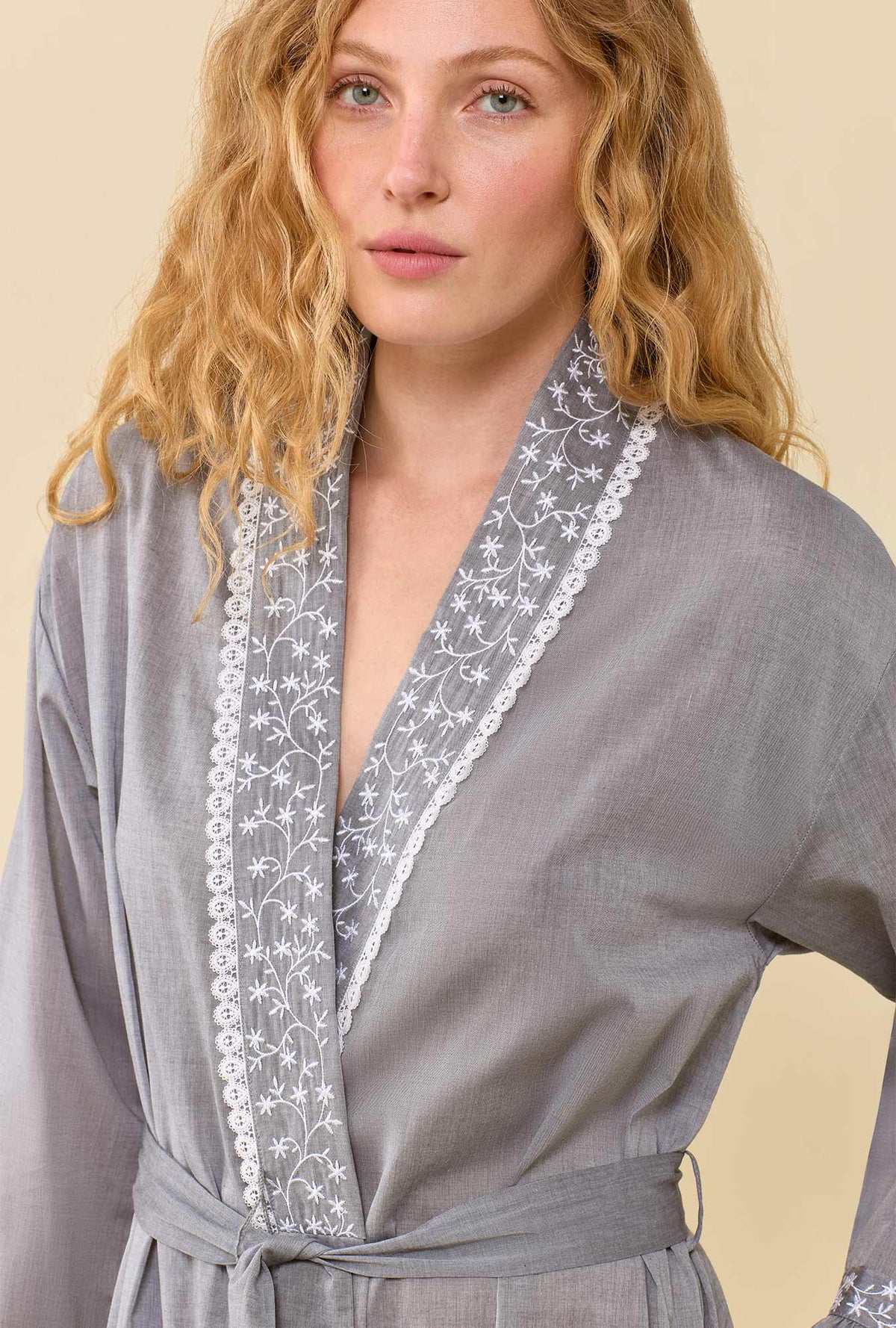 Moonlight 100% Cotton Yarndye Chambray Long Wrap Robe