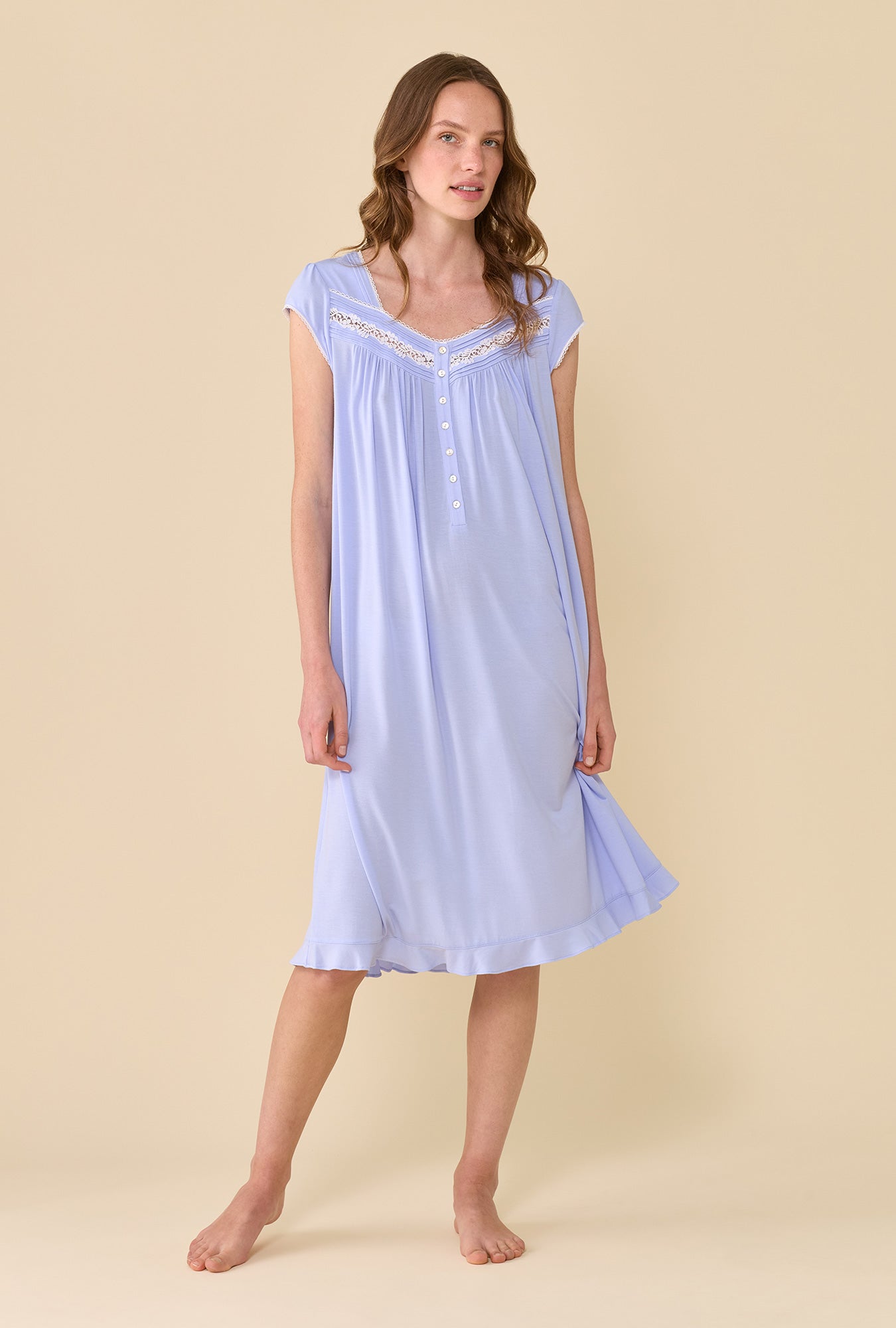 A lady wearing Peri Nightgown