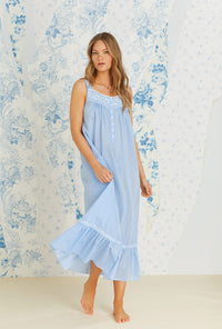 Blue Cotton Chambray "Eileen" Nightgown