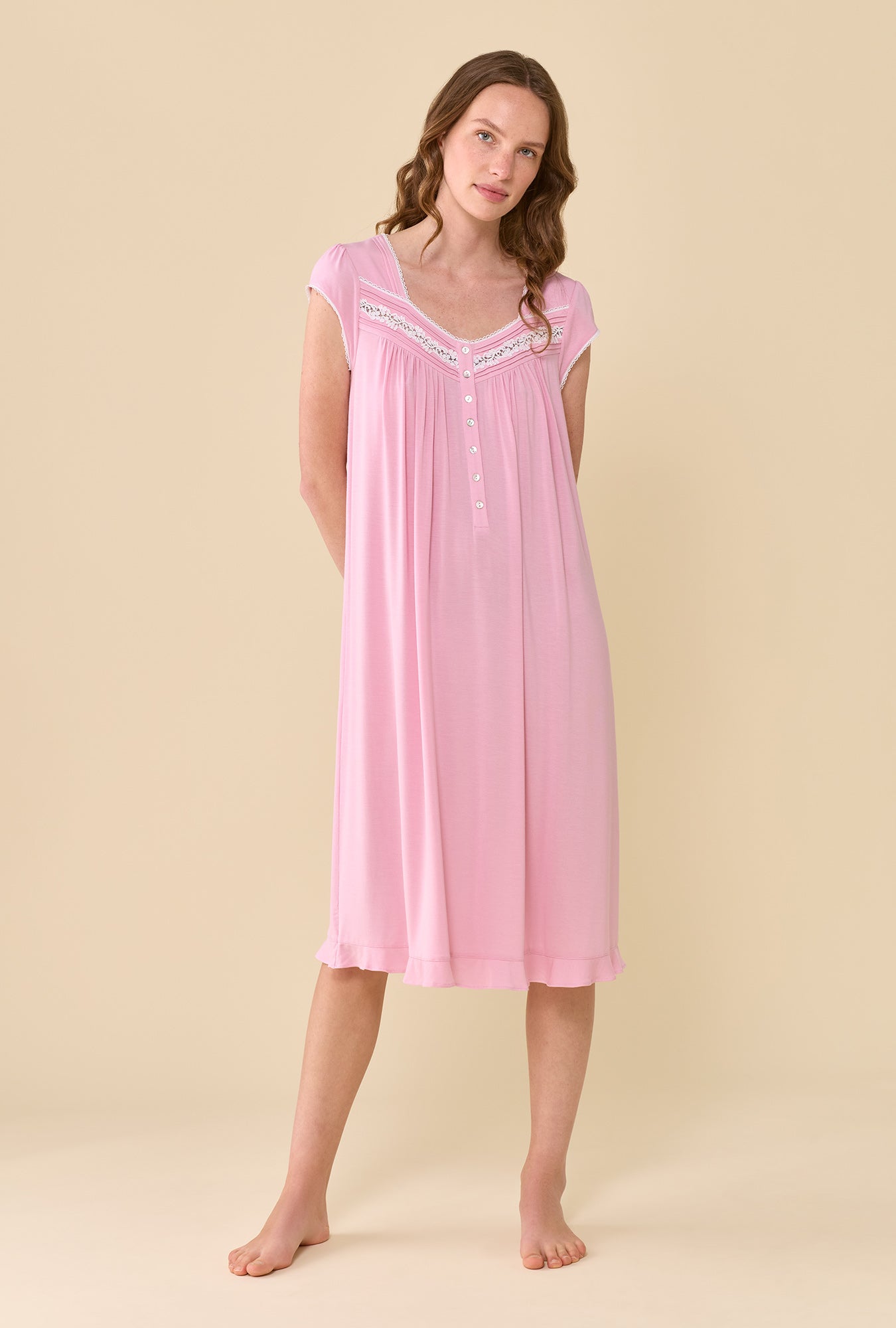 A lady wearing Dusty Rose Nightgown looking front
