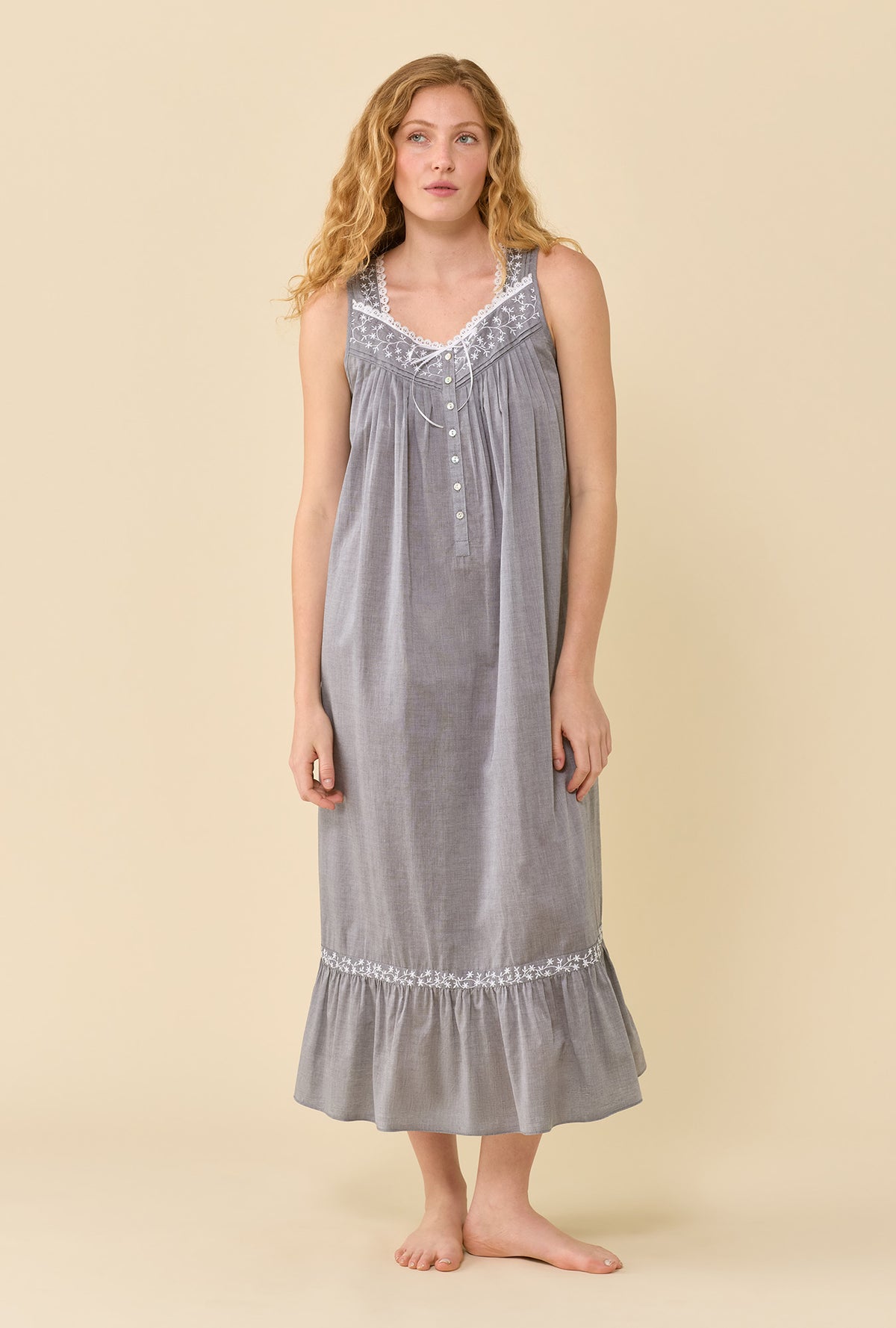 Eileen Moonlight 100% Cotton Yarndye Chambray Ballet Nightgown