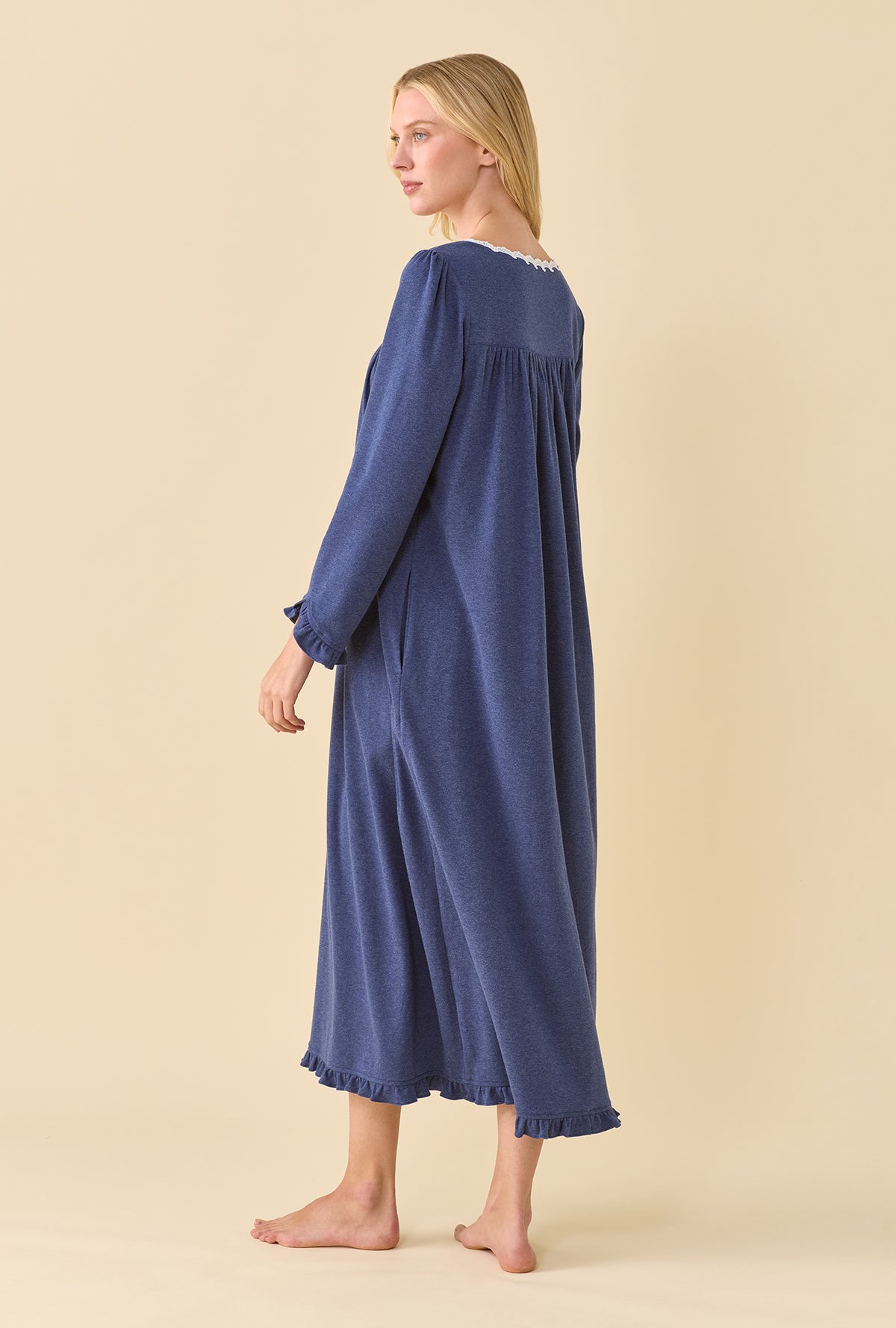 Peri Heather Cotton Rich Interlock Jersey Knit Long Sleeve Ballet Nightgown