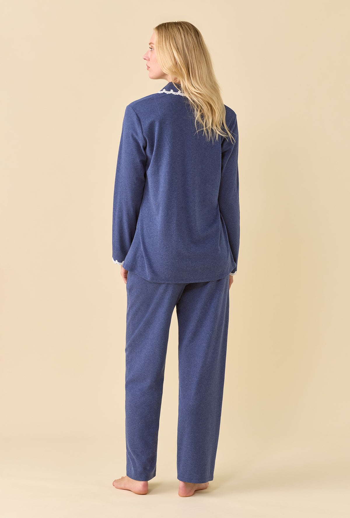 Peri Heather Cotton Rich Interlock Jersey Knit Long Sleeve Pajama Set