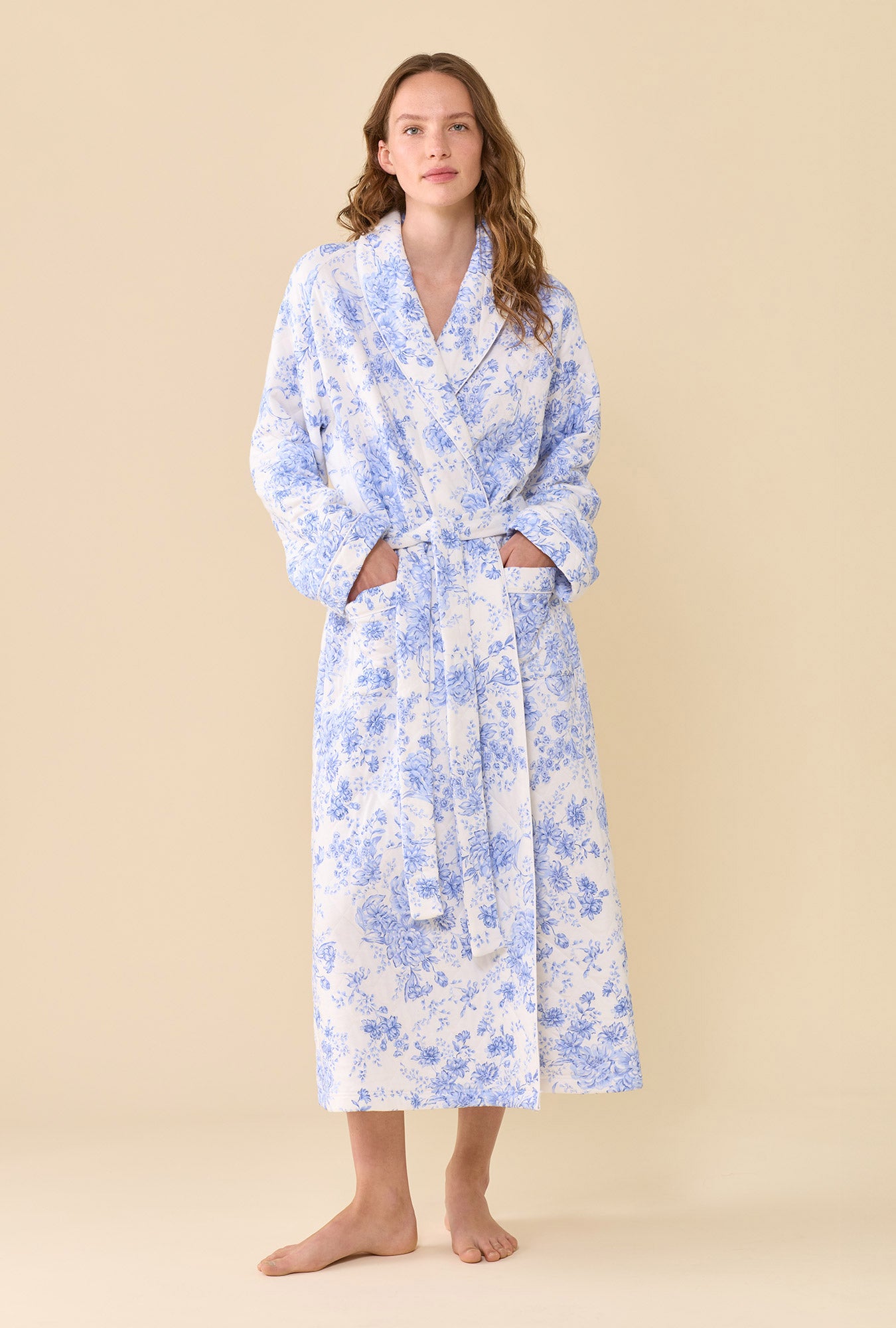 Heirloom Floral Cotton Rich Diamond Quilt Ballet Wrap Robe