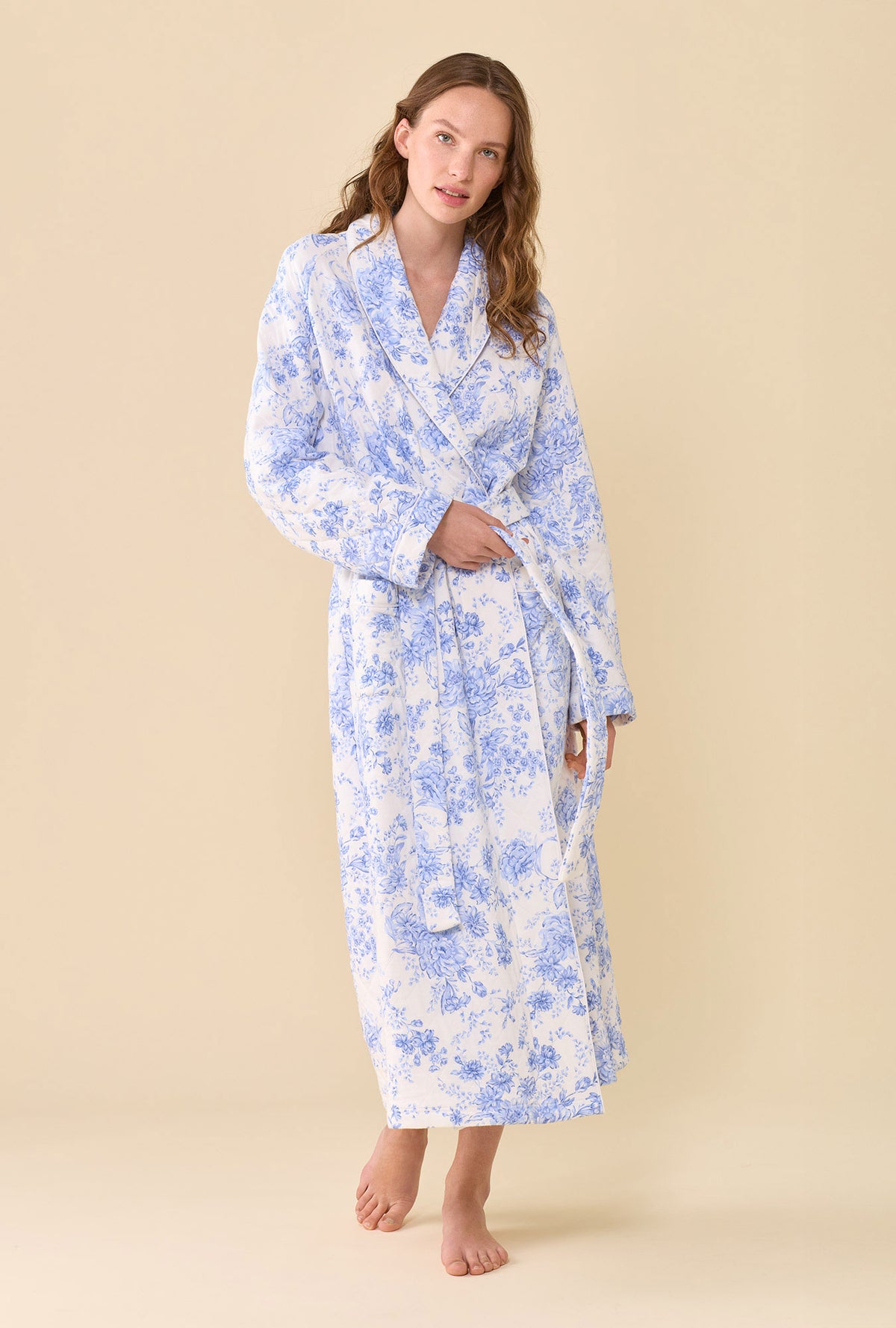 Heirloom Floral Cotton Rich Diamond Quilt Ballet Wrap Robe