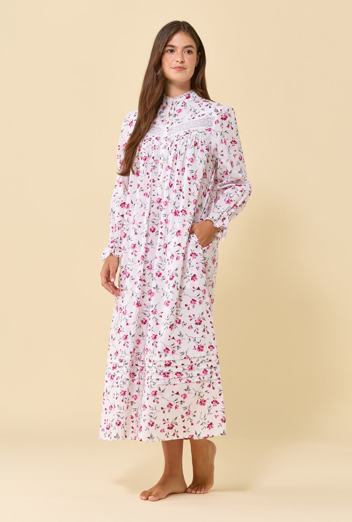 Winter Briar 100% Cotton Woven Lawn High Neck Long Sleeve Ballet Nightgown