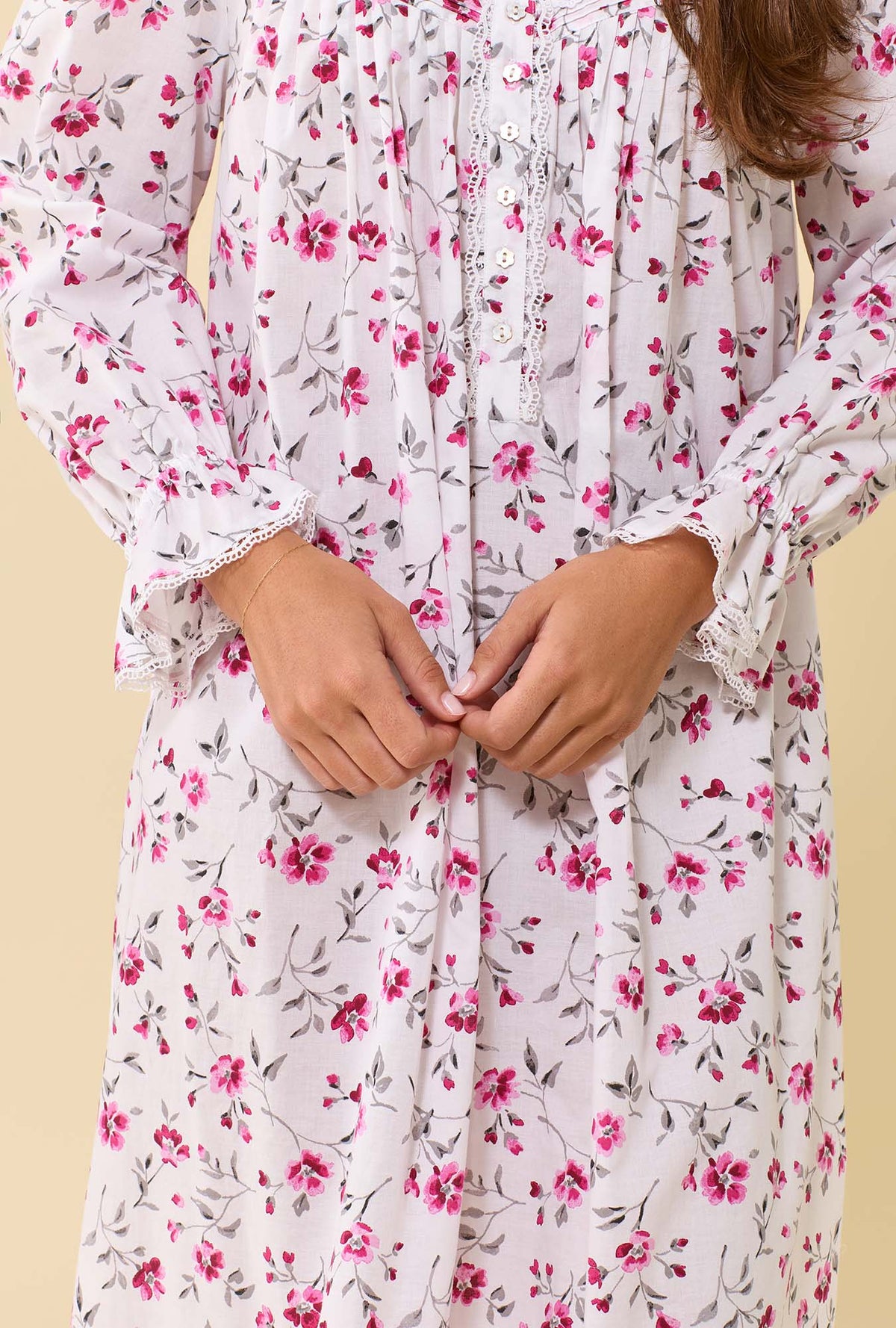 Winter Briar 100% Cotton Woven Lawn High Neck Long Sleeve Ballet Nightgown