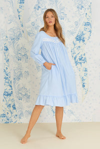 Dream Blue Rayon Cotton Flannel Waltz Nightgown