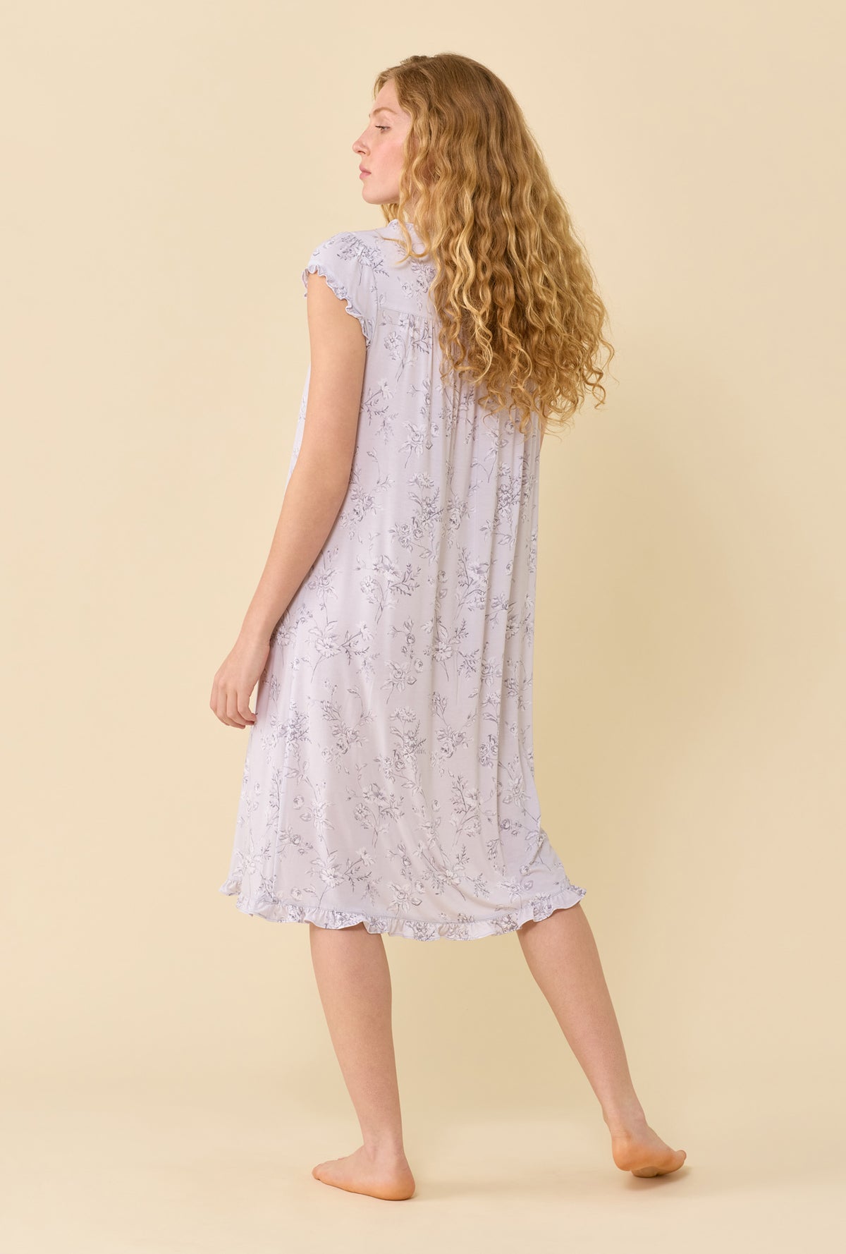 Silver Garden Tencel™ Modal Spandex Jersey Knit Cap Sleeve Waltz Nightgown