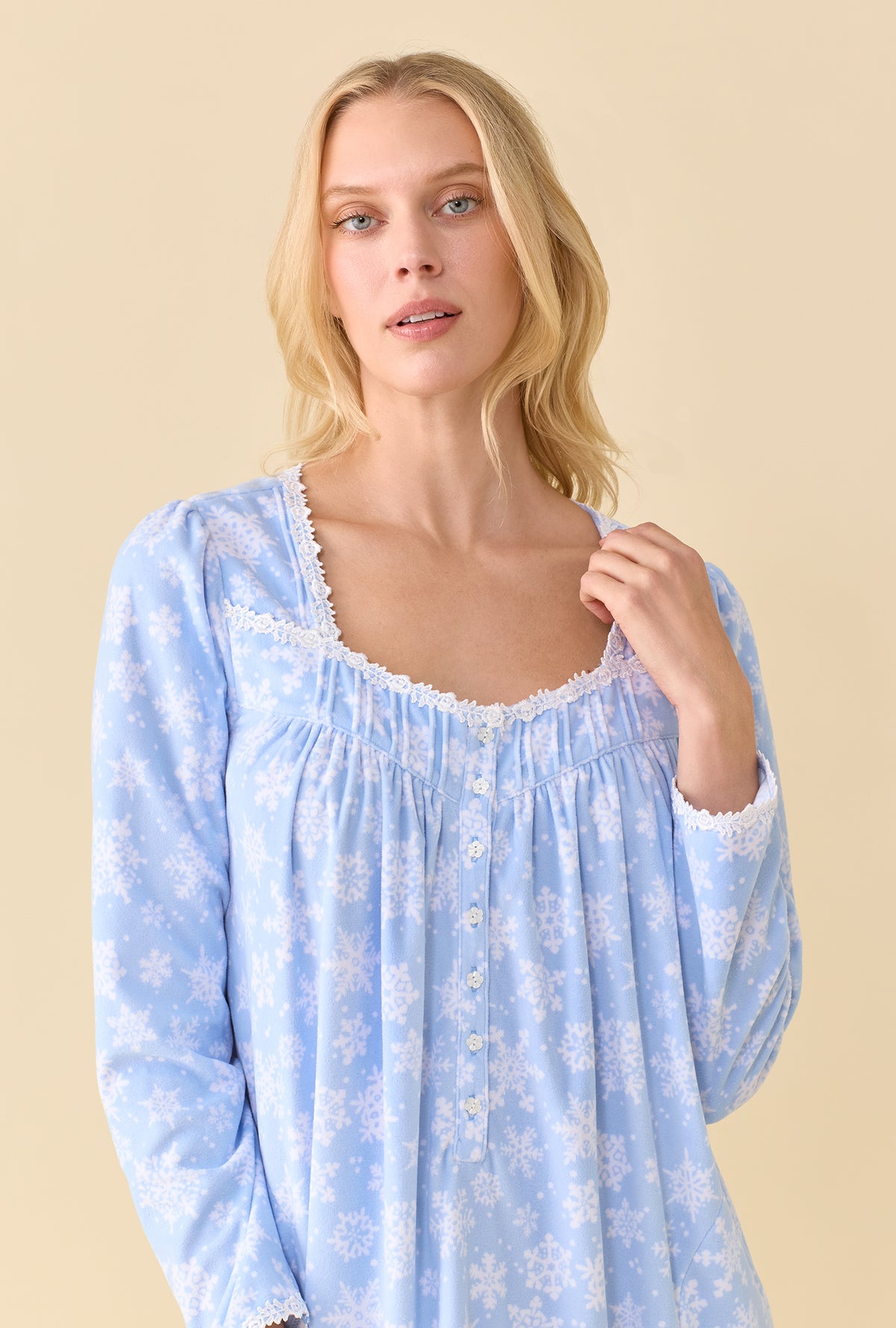 Blue Snowflake Dream Fleece 100% Poly Long Sleeve Ballet Nightgown