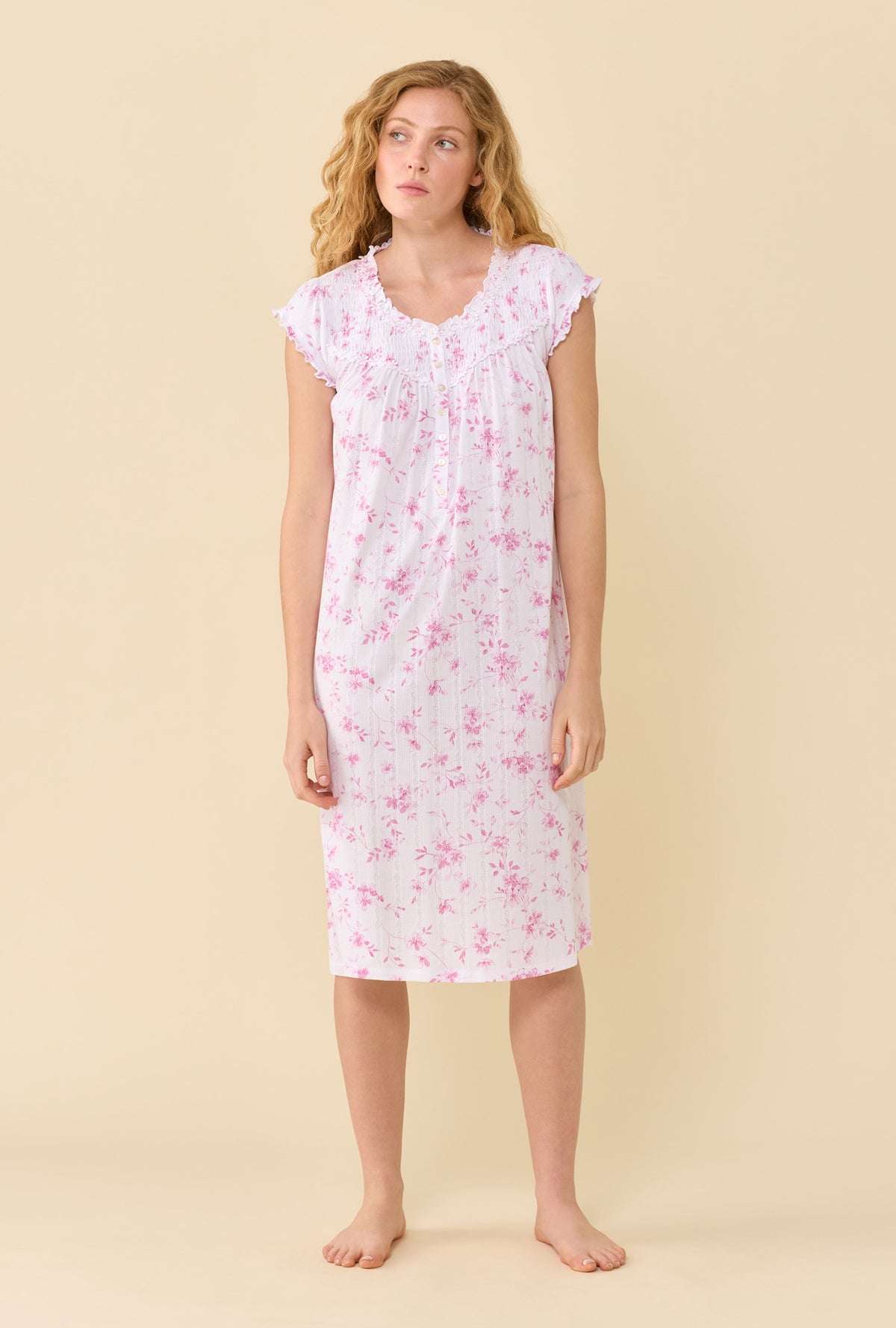 Sweet Pea Cotton Modal Pointelle Knit Cap Sleeve Waltz Nightgown