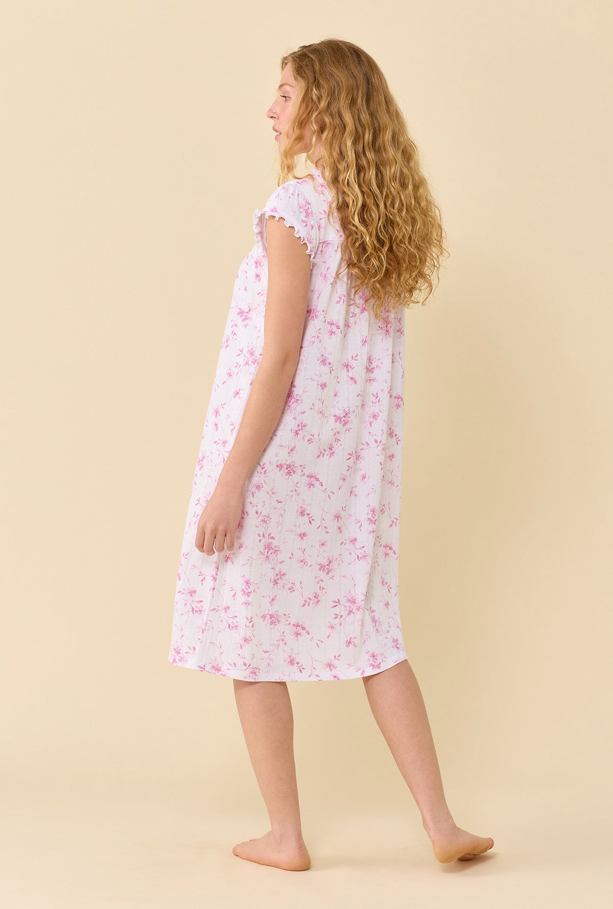 Sweet Pea Cotton Modal Pointelle Knit Cap Sleeve Waltz Nightgown