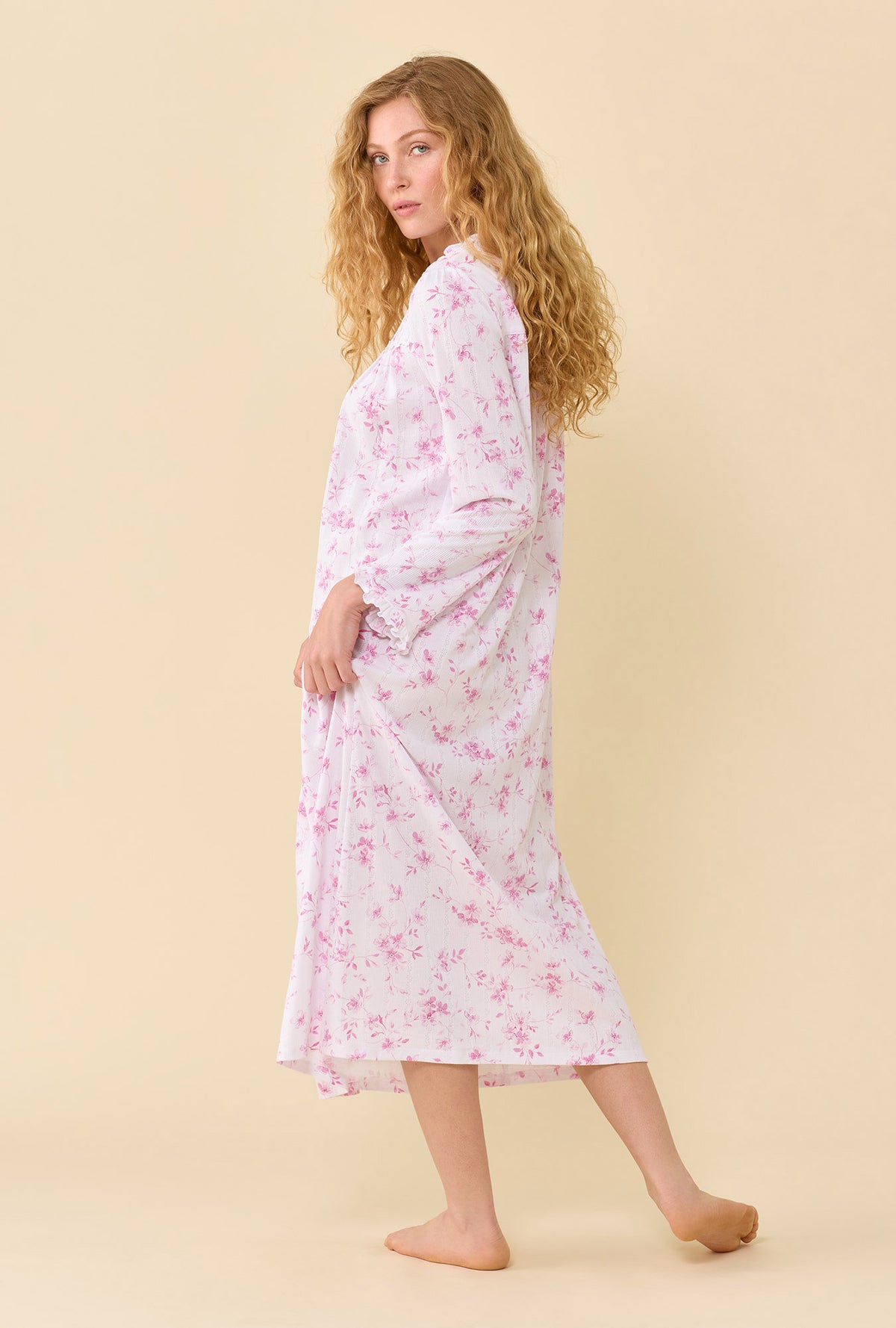 Sweet Pea Cotton Modal Pointelle Knit Long Sleeve Ballet Nightgown
