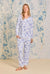 Delicate Blue Floral Cozy Sweater Knit Classic Pajama Set - Delicate Blue Floral / XL