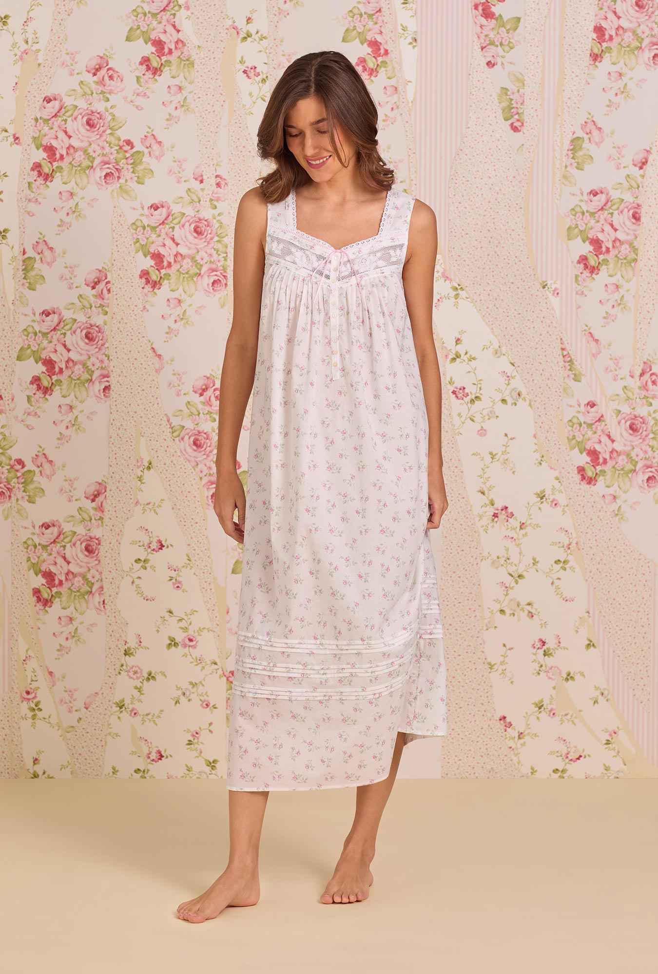 The "Eileen" Petite Rose Cotton Lawn Ballet Nightgown