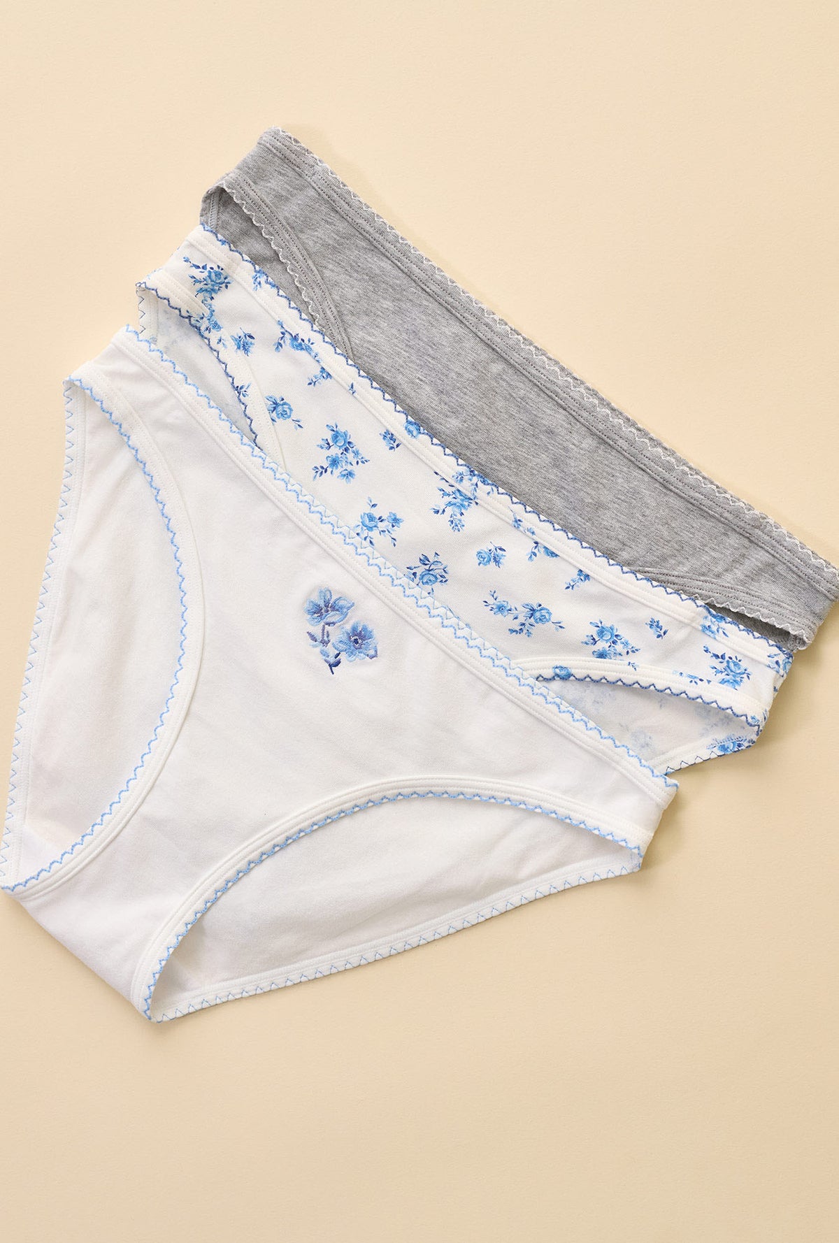 Cornflower Posy Cotton 3-Pack Bikini 