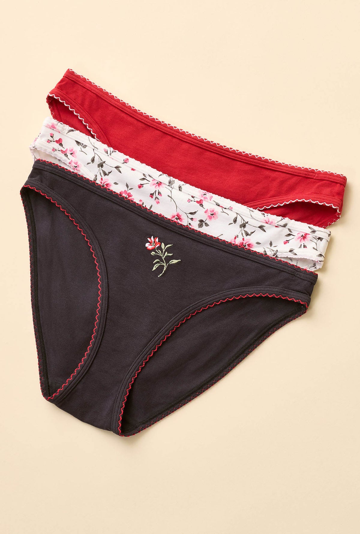 Mulberry Fleur Cotton 3-Pack Bikini